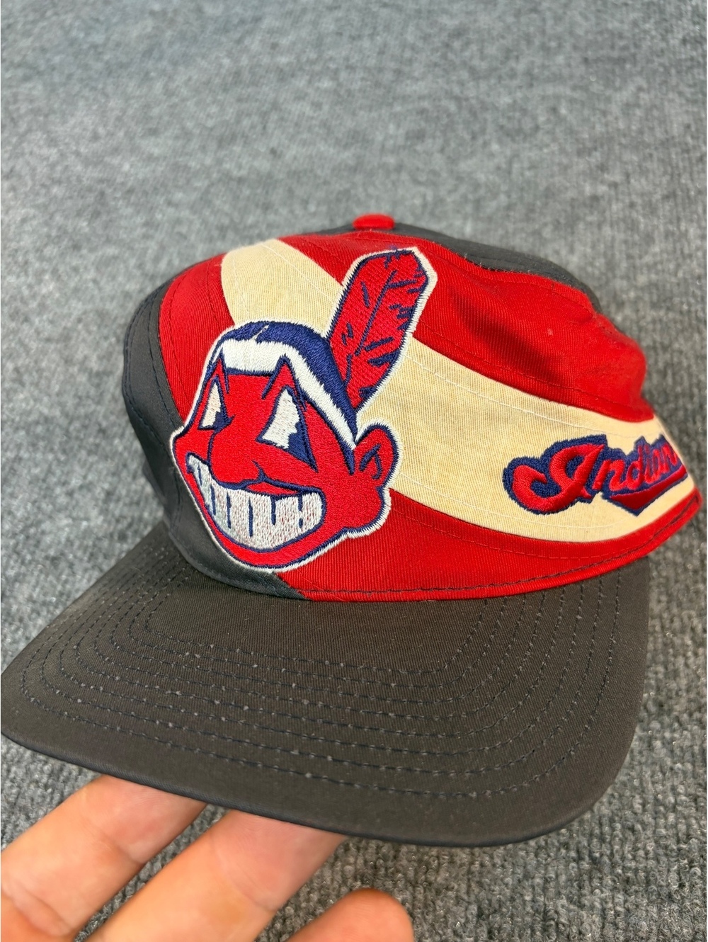 Vintage 90’s Cleveland Indians Hat Snapback Red, White, & Blue Large Logo